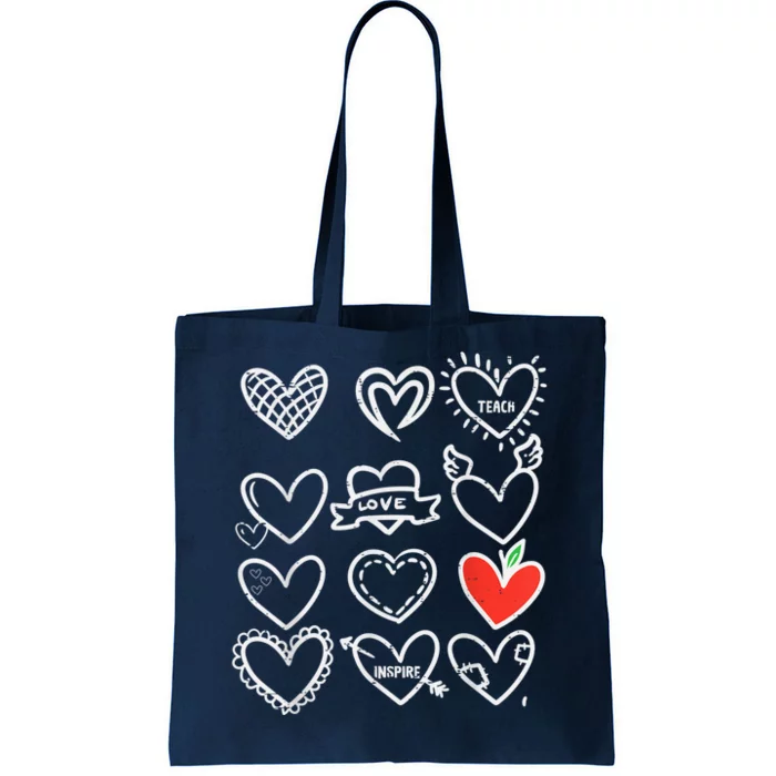 Valentines Day Hearts Teach Love Inspire Cute Teacher Tote Bag