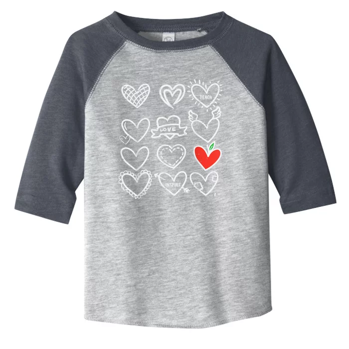 Valentines Day Hearts Teach Love Inspire Cute Teacher Toddler Fine Jersey T-Shirt