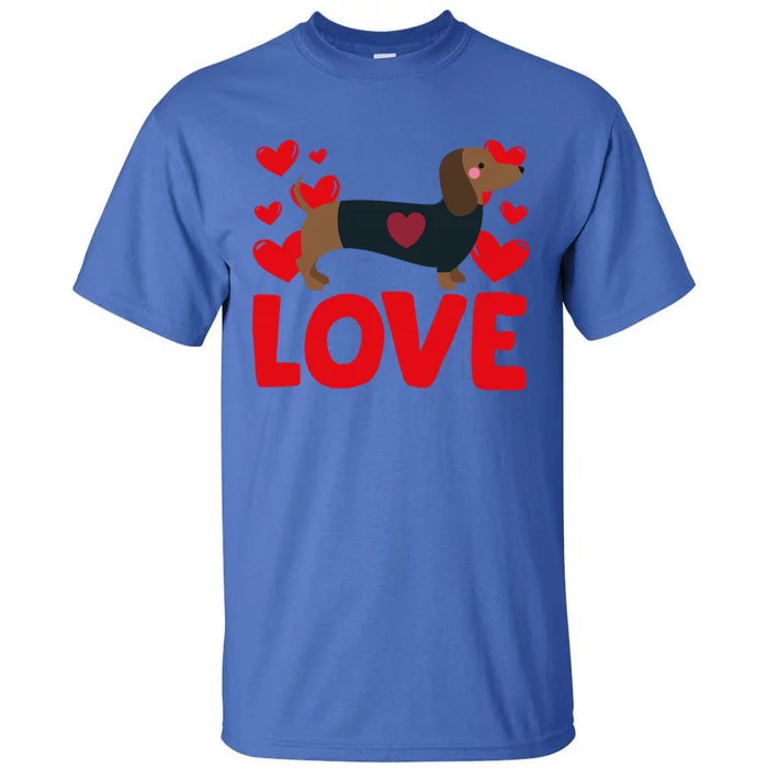 ValentineS Day Hearts Love Dachshund Animal Lovers Cool Gift Tall T-Shirt