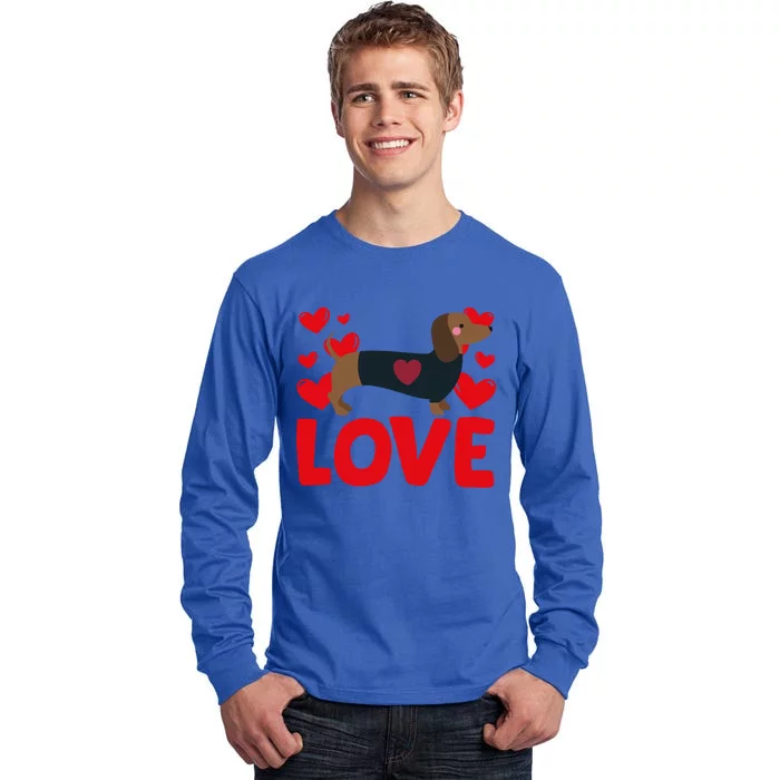 ValentineS Day Hearts Love Dachshund Animal Lovers Cool Gift Tall Long Sleeve T-Shirt