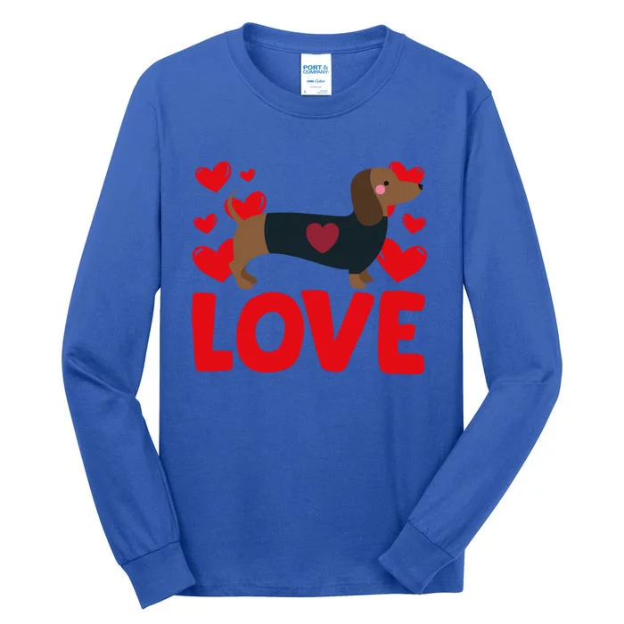 ValentineS Day Hearts Love Dachshund Animal Lovers Cool Gift Tall Long Sleeve T-Shirt