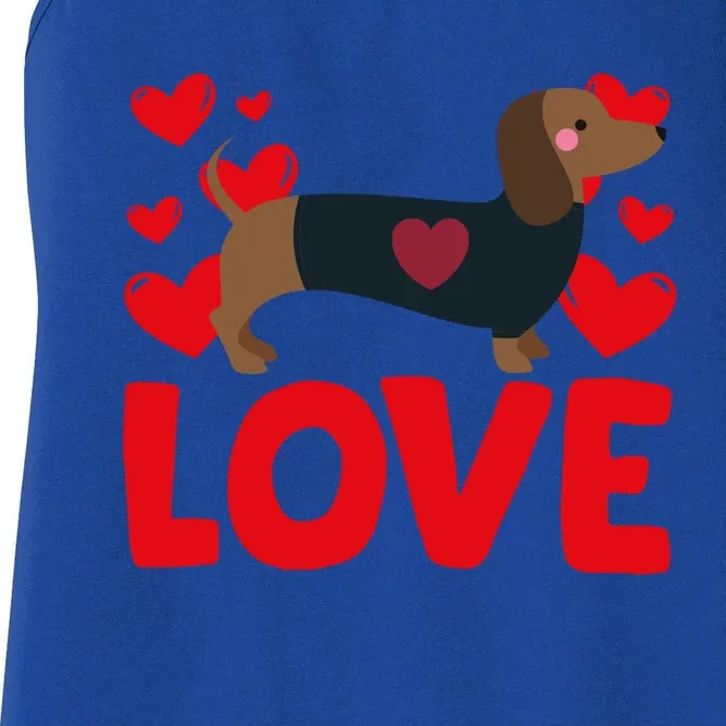 ValentineS Day Hearts Love Dachshund Animal Lovers Cool Gift Women's Racerback Tank