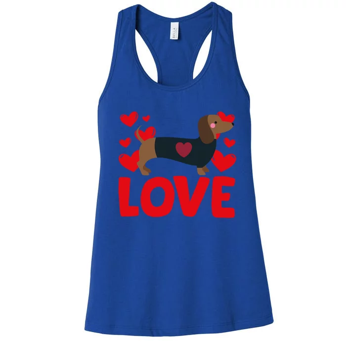 ValentineS Day Hearts Love Dachshund Animal Lovers Cool Gift Women's Racerback Tank