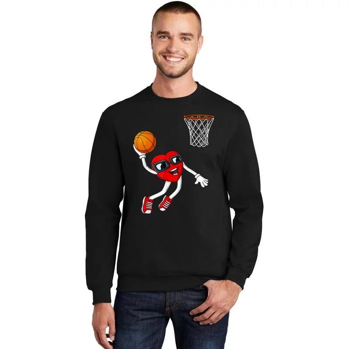 Valentines Day Heart Dunking Basketball Boys Girls Kids TShirt Sweatshirt