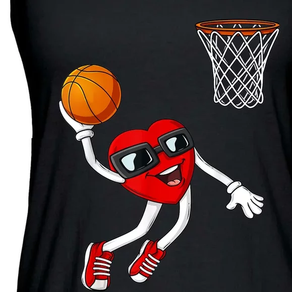 Valentines Day Heart Dunking Basketball Boys Girls Kids TShirt Ladies Essential Flowy Tank