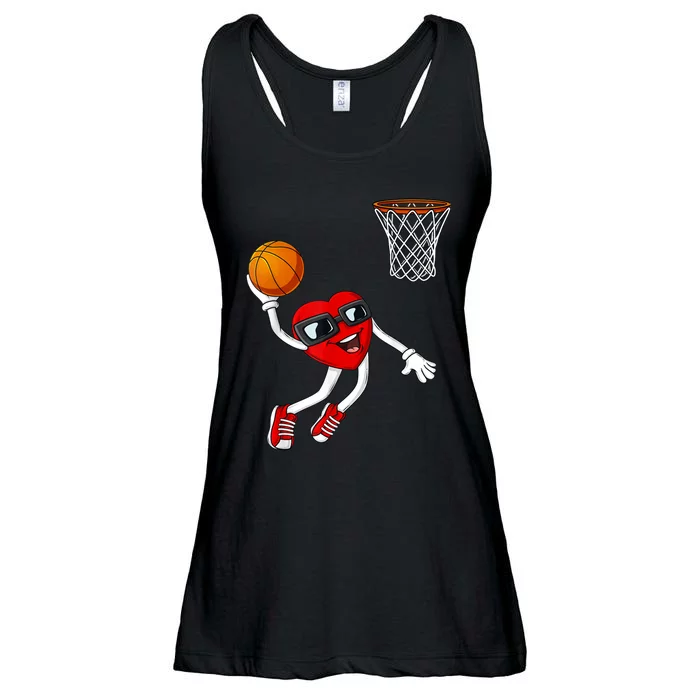 Valentines Day Heart Dunking Basketball Boys Girls Kids TShirt Ladies Essential Flowy Tank