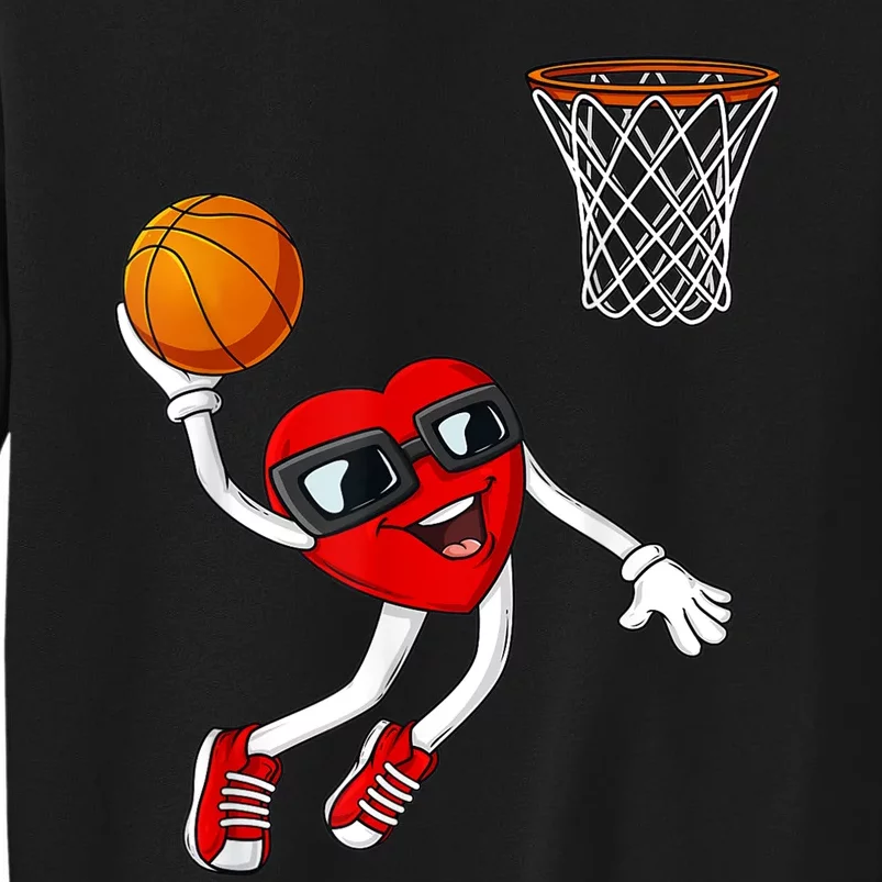 Valentines Day Heart Dunking Basketball Boys Girls Kids TShirt Tall Sweatshirt