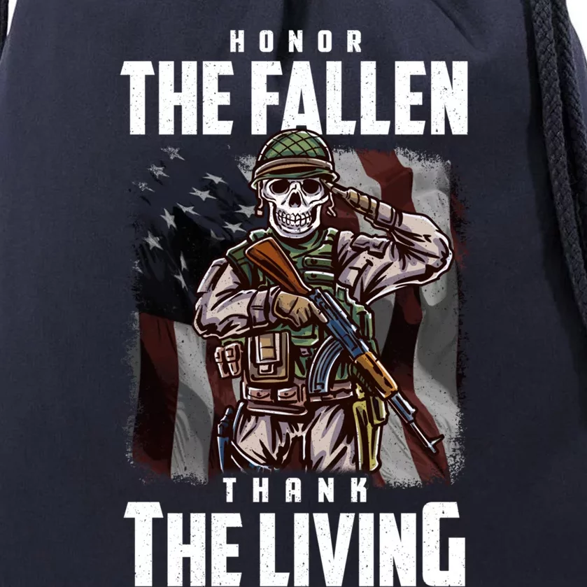 Veterans Day Honor The Fallen Thank The Living Cool Gift Drawstring Bag