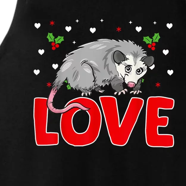 Valentine's Day Hearts Love Possum Animal Lovers Women Ladies Tri-Blend Wicking Tank