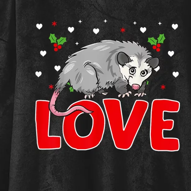 Valentine's Day Hearts Love Possum Animal Lovers Women Hooded Wearable Blanket