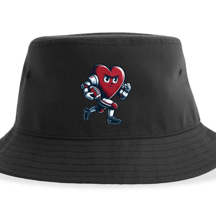 ValentineS Day Heart Football Player Team Sports Sustainable Bucket Hat