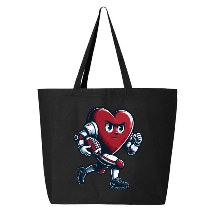 ValentineS Day Heart Football Player Team Sports 25L Jumbo Tote