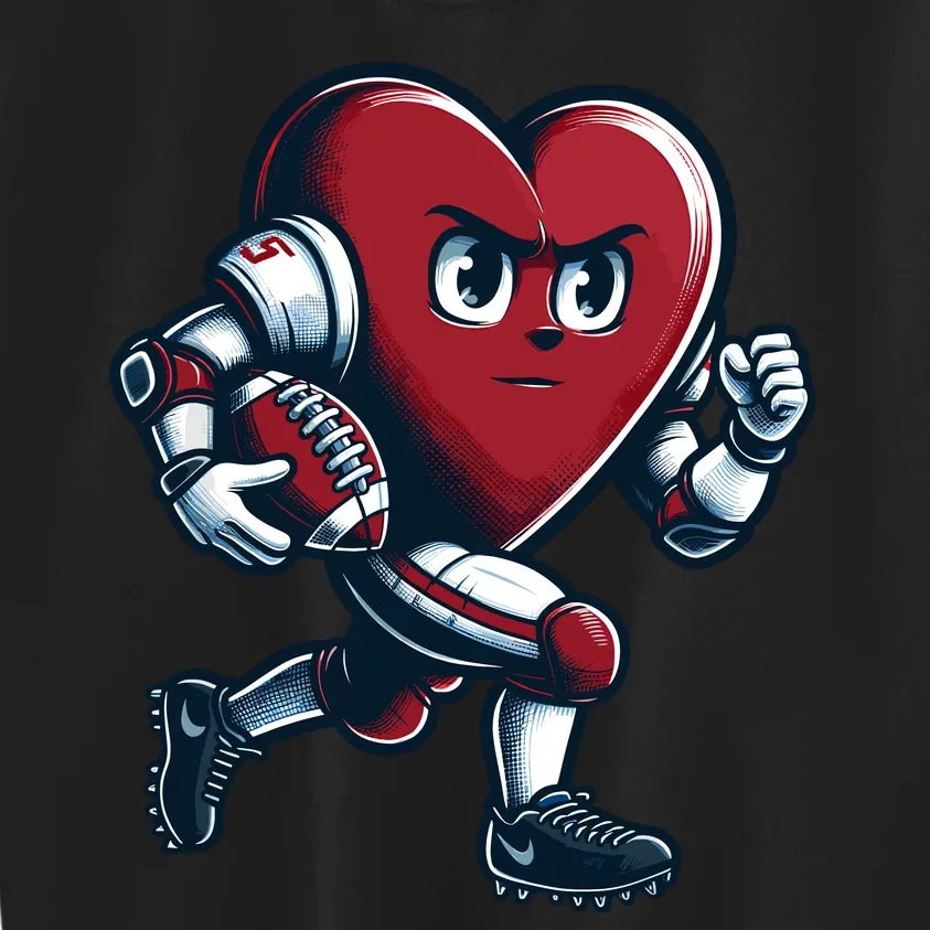 ValentineS Day Heart Football Player Team Sports Kids Sweatshirt