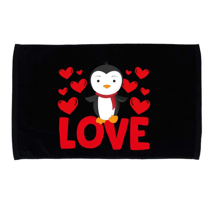 Valentine's Day Hearts Love Penguin Animal Lovers Gift Microfiber Hand Towel