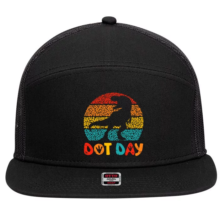 Vintage Dinosaur Happy Dot Day 7 Panel Mesh Trucker Snapback Hat