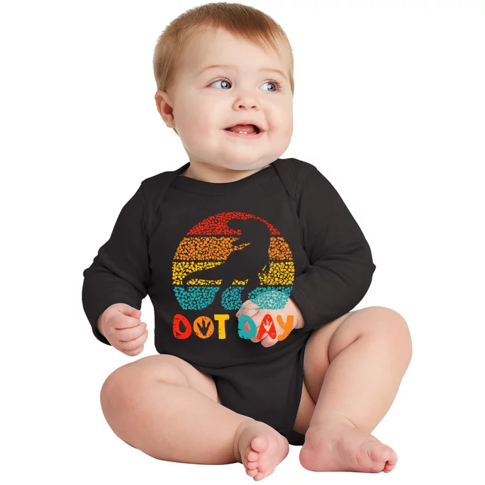 Vintage Dinosaur Happy Dot Day Baby Long Sleeve Bodysuit