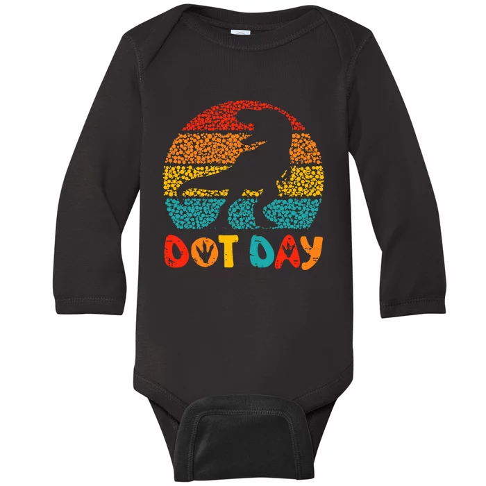 Vintage Dinosaur Happy Dot Day Baby Long Sleeve Bodysuit