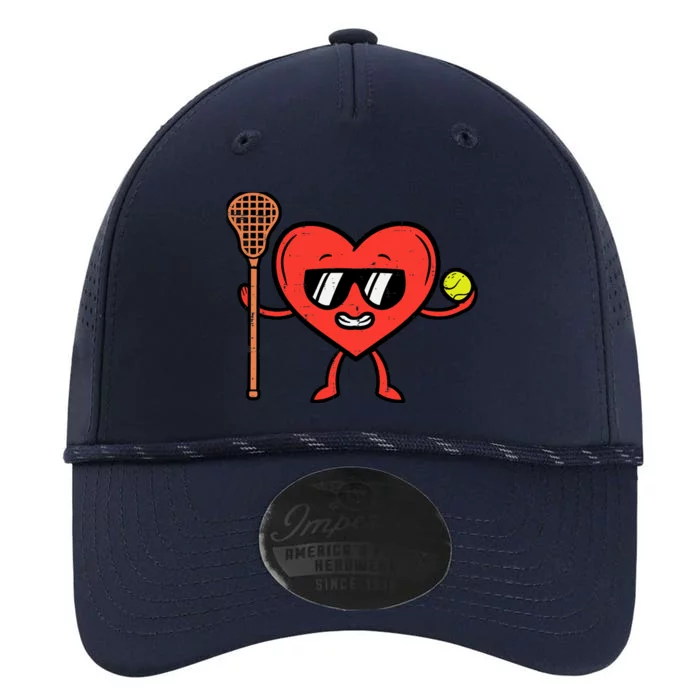 Valentines Day Heart Lacrosse Funny Lax Sports Performance The Dyno Cap