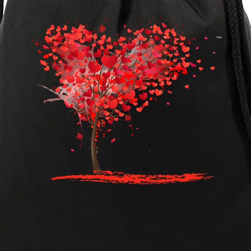 Valentines Day Heart Shaped Tree Drawstring Bag