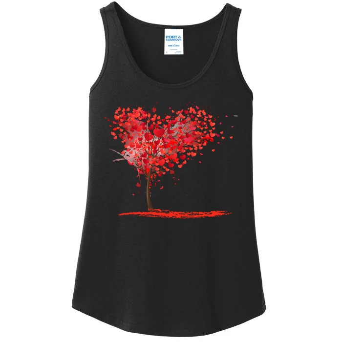 Valentines Day Heart Shaped Tree Ladies Essential Tank