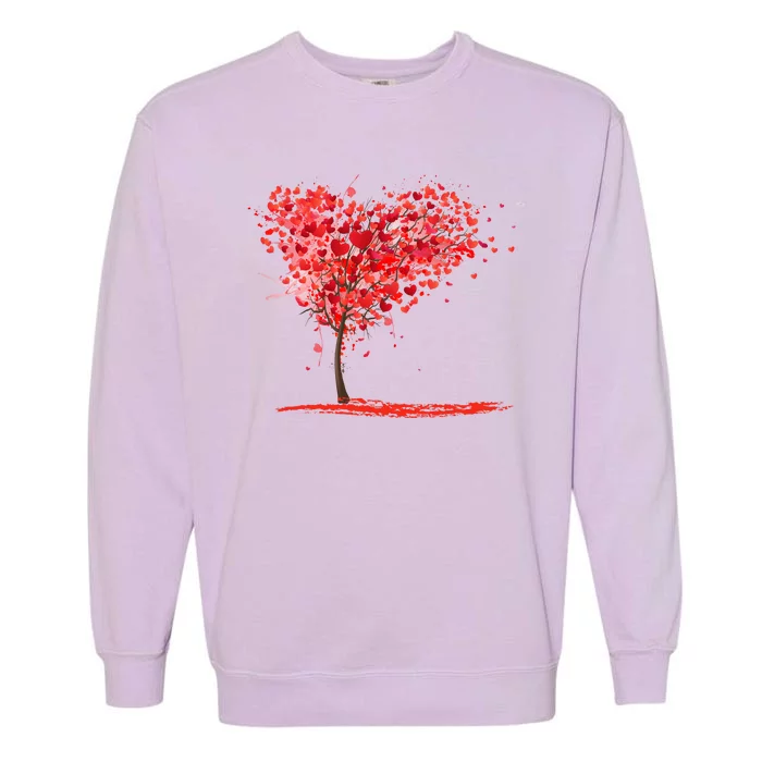 Valentines Day Heart Shaped Tree Garment-Dyed Sweatshirt