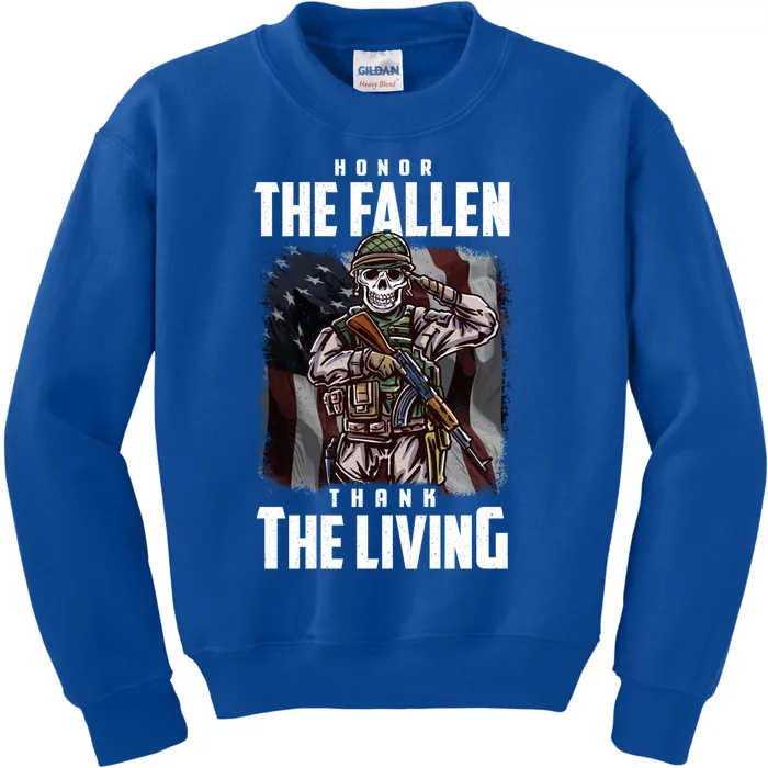 Veterans Day Honor The Fallen Thank The Living Gift Kids Sweatshirt