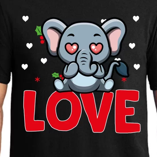 Valentine's Day Hearts Love Elephant Animal Lovers Gift Pajama Set