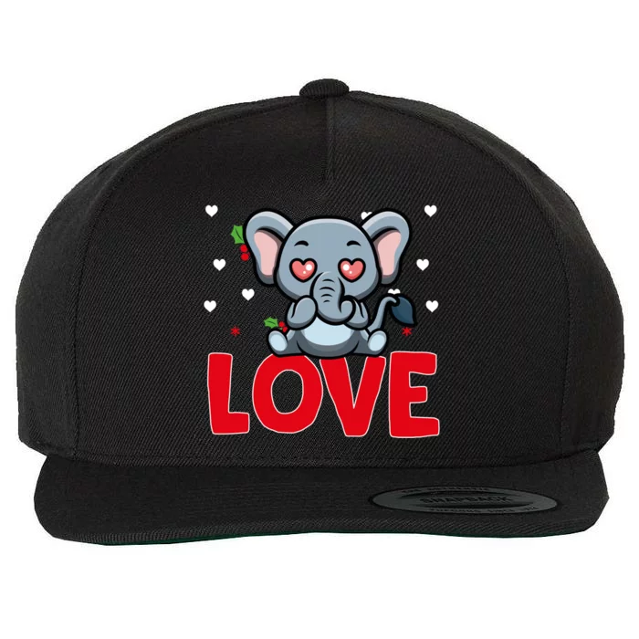 Valentine's Day Hearts Love Elephant Animal Lovers Gift Wool Snapback Cap