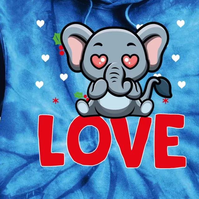 Valentine's Day Hearts Love Elephant Animal Lovers Gift Tie Dye Hoodie