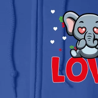 Valentine's Day Hearts Love Elephant Animal Lovers Gift Full Zip Hoodie