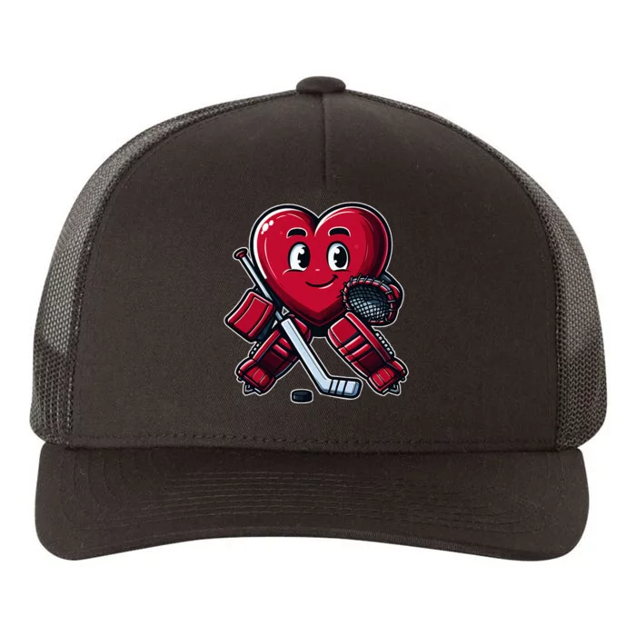 ValentineS Day Heart Ice Hockey Goalie Yupoong Adult 5-Panel Trucker Hat