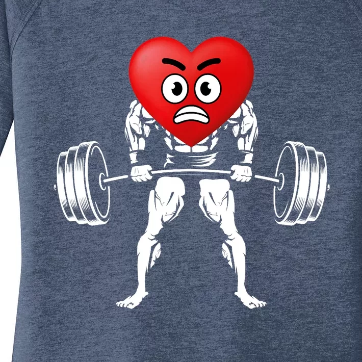 Valentines Day Heart Weightlifting Funny Deadlift Fitness Women's Perfect Tri Tunic Long Sleeve Shirt