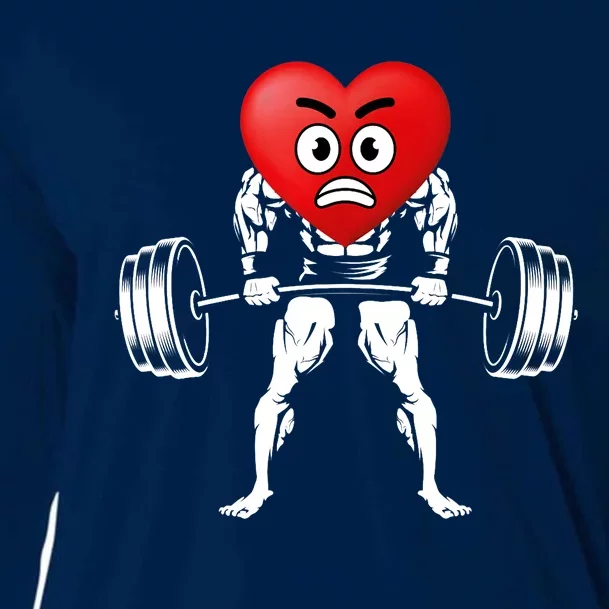 Valentines Day Heart Weightlifting Funny Deadlift Fitness Cooling Performance Long Sleeve Crew