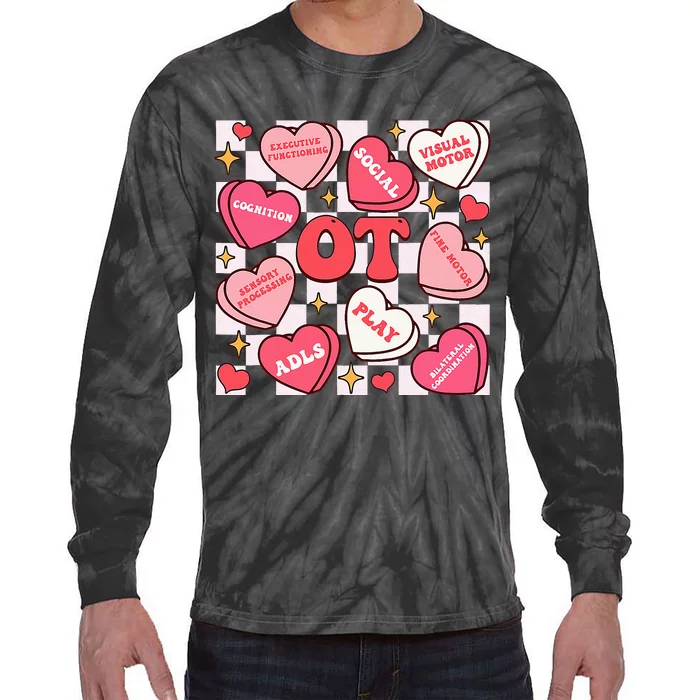 Valentines Day Heart Occupational Therapist Ot Therapy Tie-Dye Long Sleeve Shirt