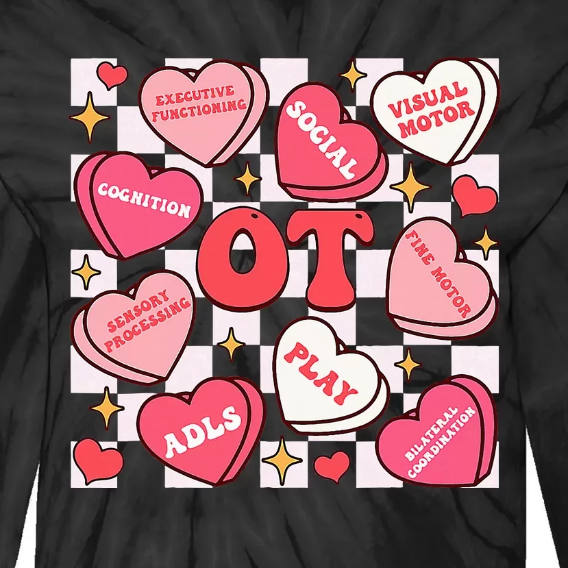 Valentines Day Heart Occupational Therapist Ot Therapy Tie-Dye Long Sleeve Shirt