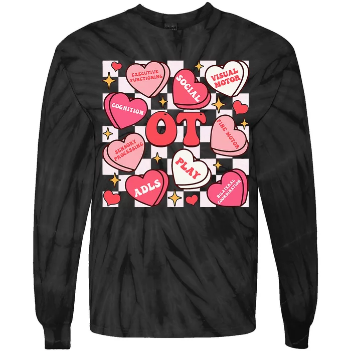 Valentines Day Heart Occupational Therapist Ot Therapy Tie-Dye Long Sleeve Shirt