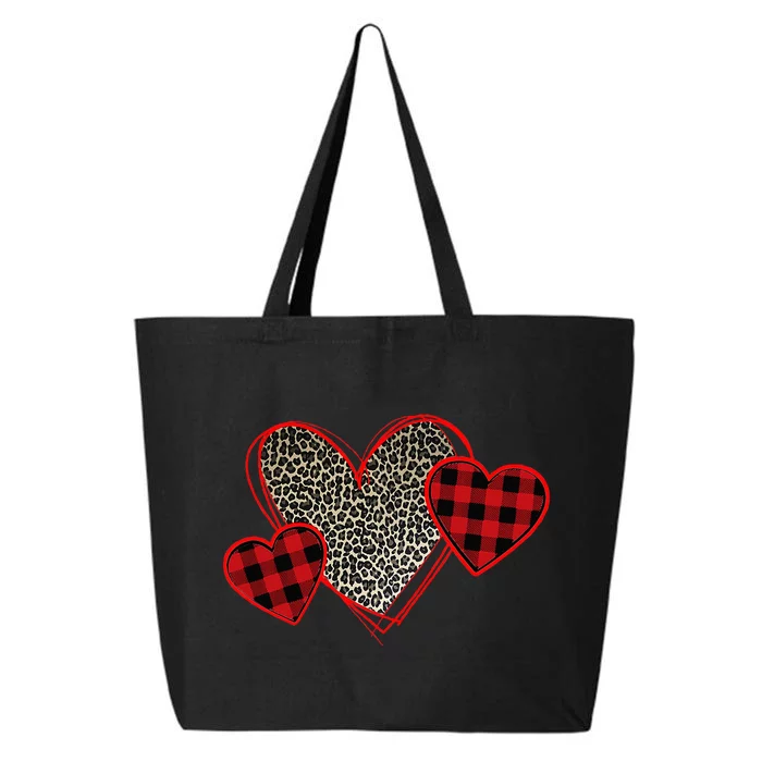 Valentines Day Hearts Love Leopard Plaid 25L Jumbo Tote