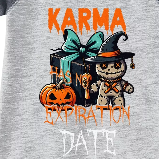 Voodoo Doll Halloween Costume Karma Has Not Expiration Date Infant Baby Jersey Bodysuit