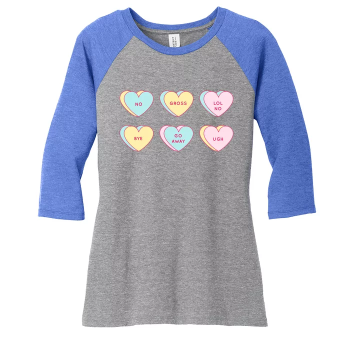 Valentines Day Hearts Candy Singles Awareness Day Gift Women's Tri-Blend 3/4-Sleeve Raglan Shirt