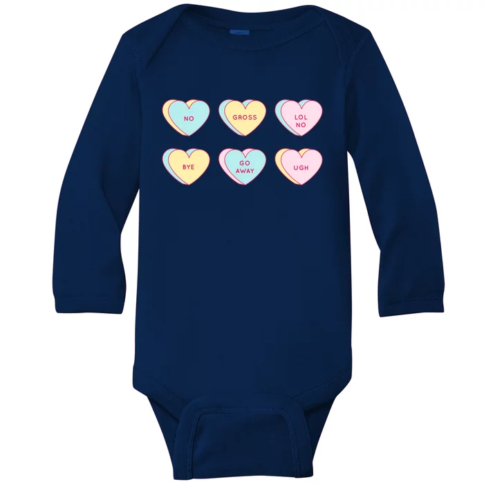 Valentines Day Hearts Candy Singles Awareness Day Gift Baby Long Sleeve Bodysuit