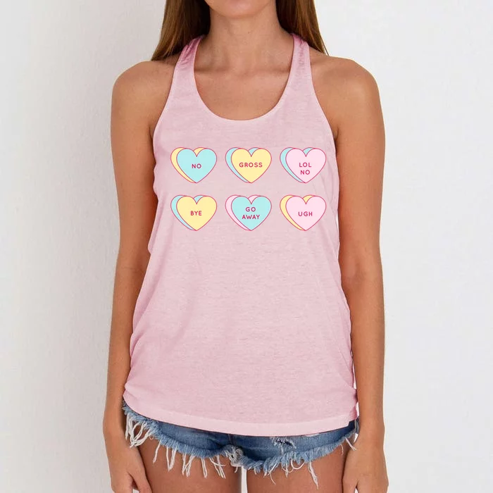 Valentines Day Hearts Candy Singles Awareness Day Gift Women's Knotted Racerback Tank