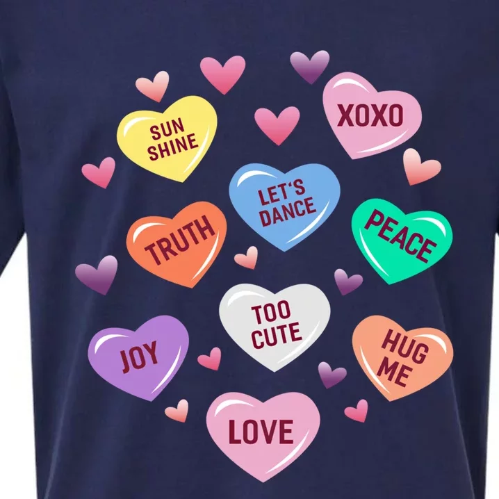 Valentines Day Heart Candy Design And Gift Sueded Cloud Jersey T-Shirt