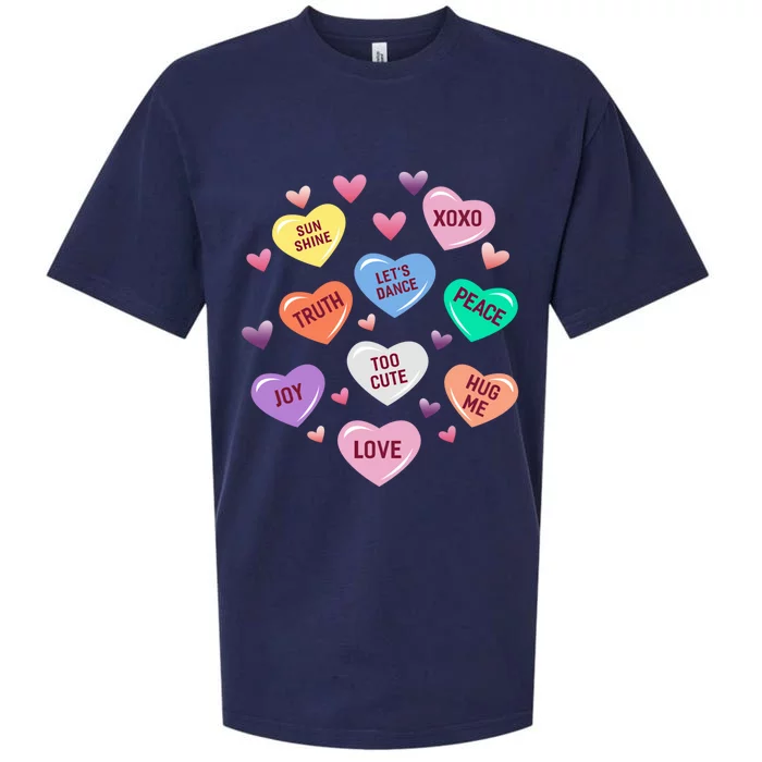 Valentines Day Heart Candy Design And Gift Sueded Cloud Jersey T-Shirt