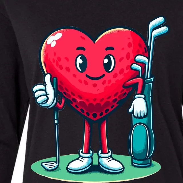 ValentineS Day Heart Shaped Golf Lovers Player Golfers Womens Cotton Relaxed Long Sleeve T-Shirt