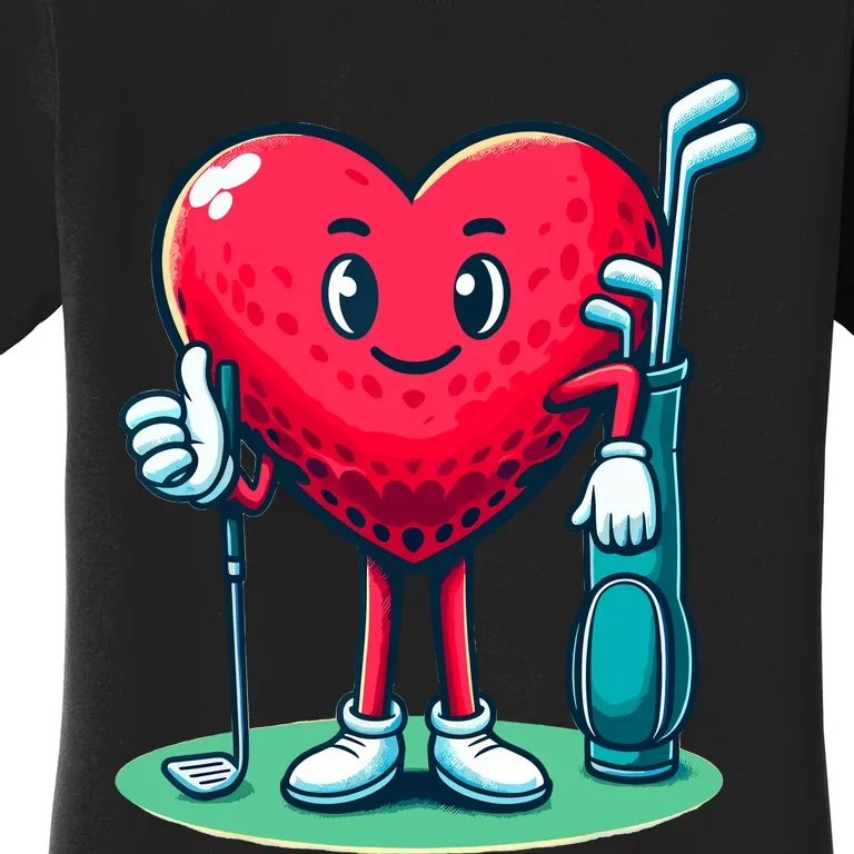 ValentineS Day Heart Shaped Golf Lovers Player Golfers Women's T-Shirt