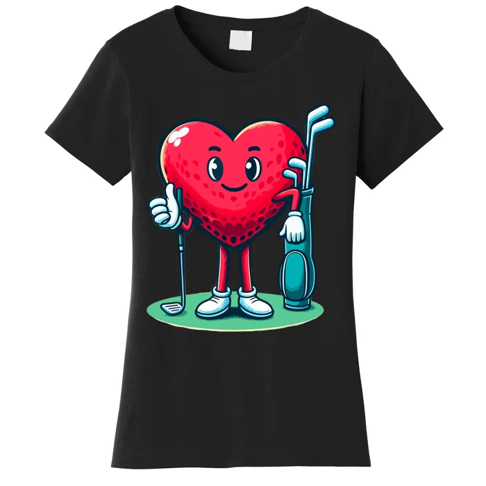 ValentineS Day Heart Shaped Golf Lovers Player Golfers Women's T-Shirt