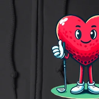 ValentineS Day Heart Shaped Golf Lovers Player Golfers Full Zip Hoodie