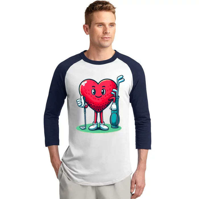 ValentineS Day Heart Shaped Golf Lovers Player Golfers Baseball Sleeve Shirt