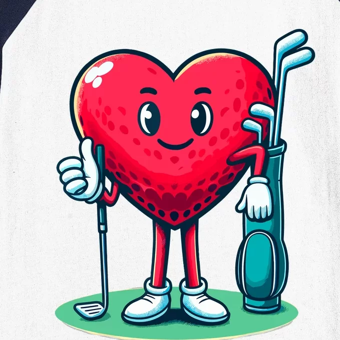 ValentineS Day Heart Shaped Golf Lovers Player Golfers Baseball Sleeve Shirt