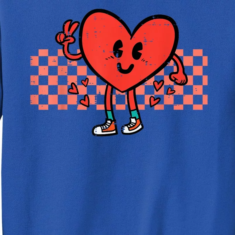 Valentines Day Heart Peace Hand Retro Groovy Tall Sweatshirt